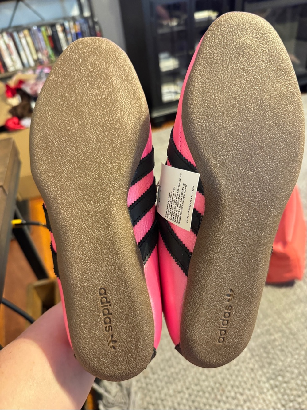 Pink Women's Athletic Sneakers with Black Stripes by Adidas New - Picture 9 of 11